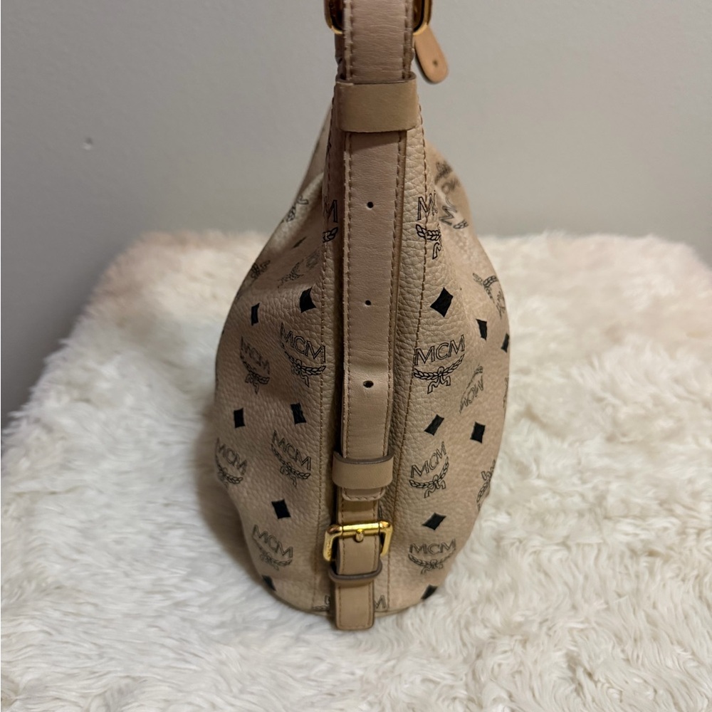 MCM Tan Monogram Shoulder Bag - Picture 5 of 12